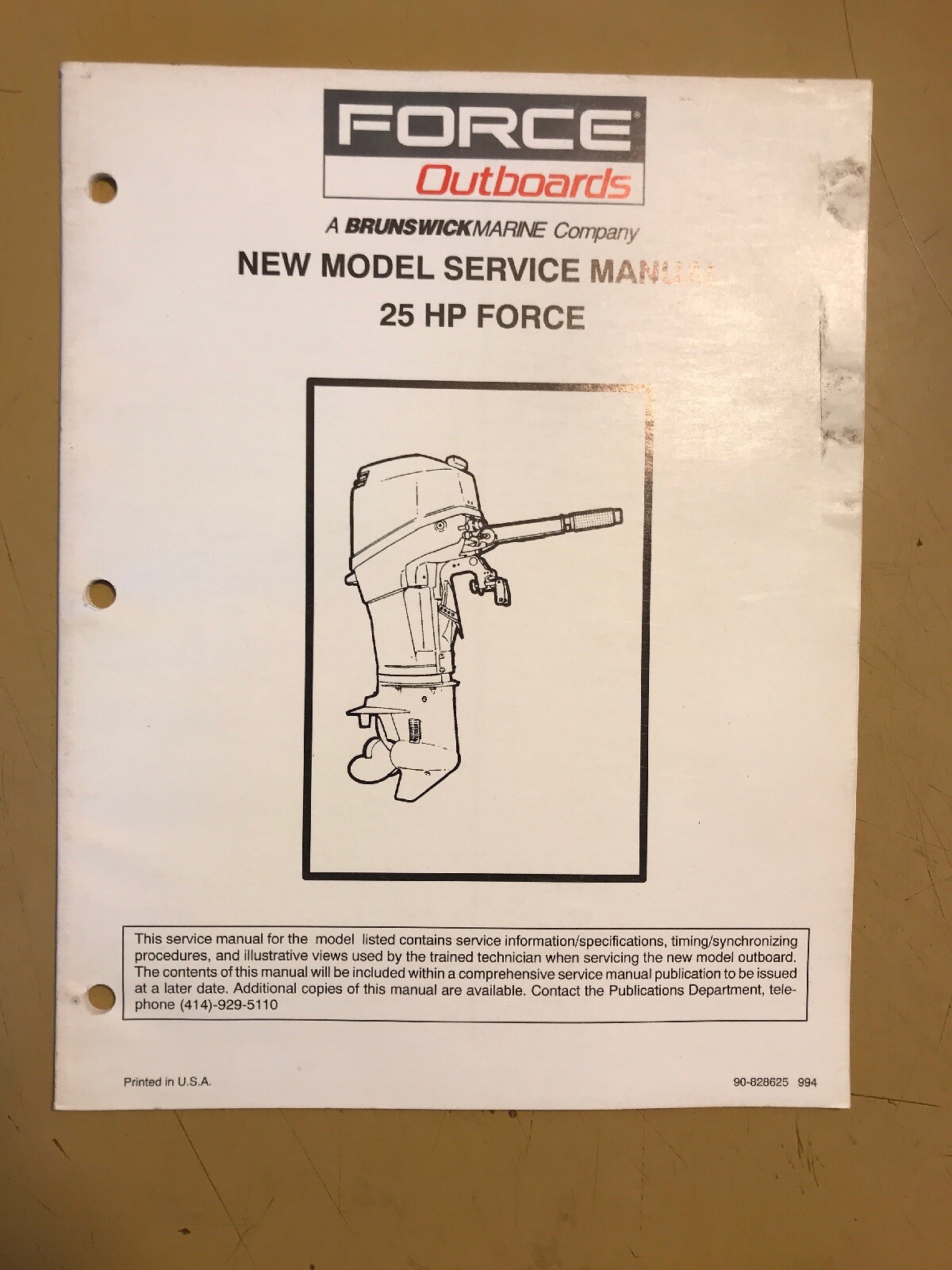 Force Outboards New Model Service Manual 25 HP Force 90-828625 | eBay