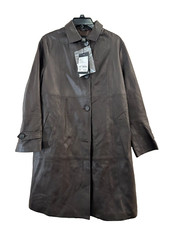 Weekend Max Mara Leather Trench Coat In Dark Brown Uk 8 (xs) Ref Cb262#