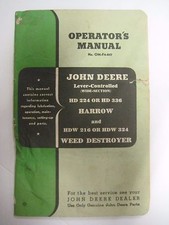 Vintage John Deere Operator's Manual OM-F4-847 HD 224 336 Harrow Weed Destroyer