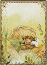 Modern Wide Linen Beach Theme P29 Little Mermaid Asleep Swap Playing Card