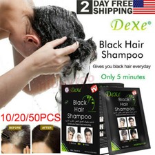 50-10Pcs Black Hair Shampoo Instant 100 Natural Hair Darkening Dye Color Shampoo