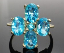 GOLDJUNGE69 * FACETTENREICH DAMEN RING (19) 5x PARAIBAFARBEN TOPAS 585er GELBGOL