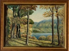 ALFONS BAUMGART ANTIQUE MINNESOTA PLEIN AIR LANDSCAPE  OIL PAINTING OLD 1930s