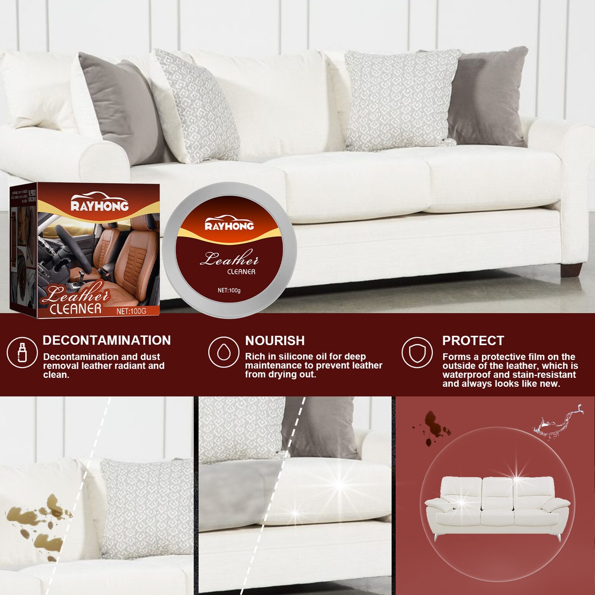 Leather Conditioner Cleaner Repair Bags Sofa Purses Wallets Belts