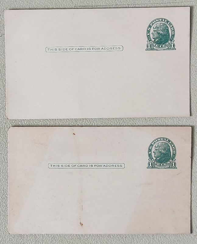 Unused Prepaid 1 cent postcards Lot of 2 Green Jefferson Stamp Blank Age Unknown