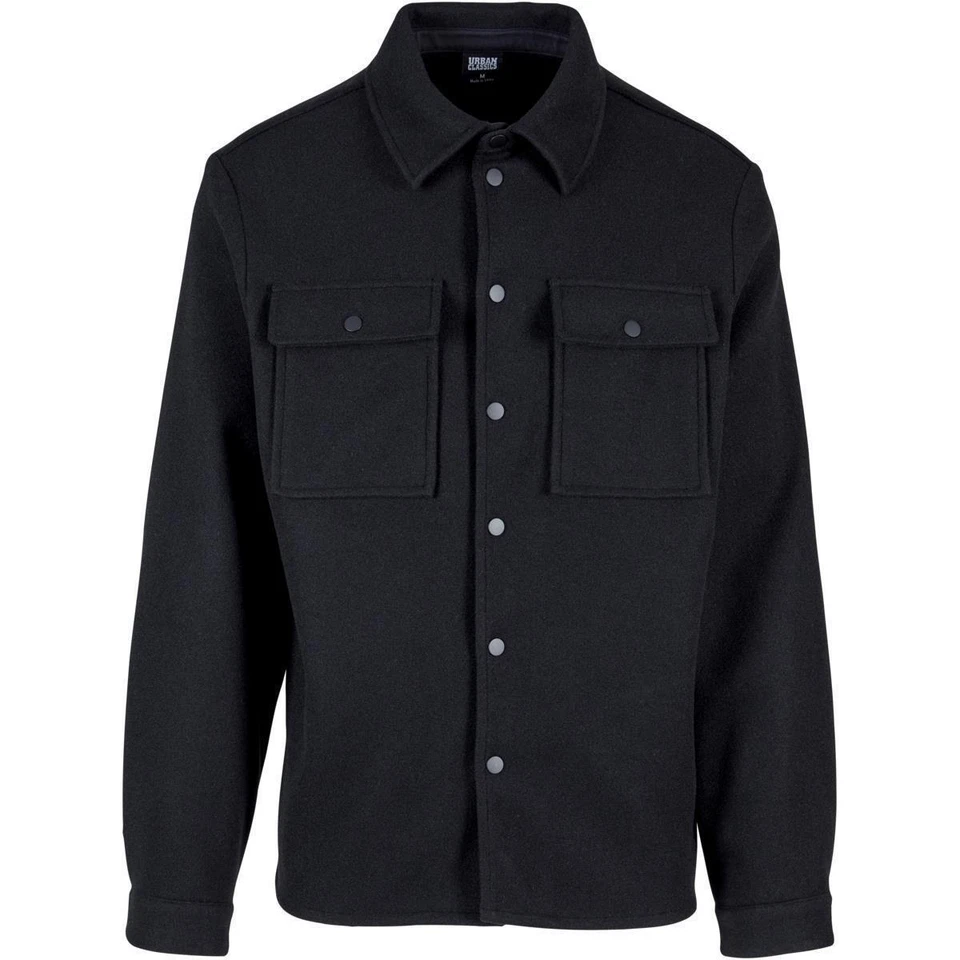 Urban Classics Plain Overshirt Men's Überhemd Shirt Jacket Fake Wool Pockets New - Image 3 of 4