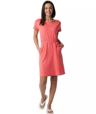 Columbia Womens Dress Size Large Coral Pacific Haze Pocket Short Sleeve SPF 50
