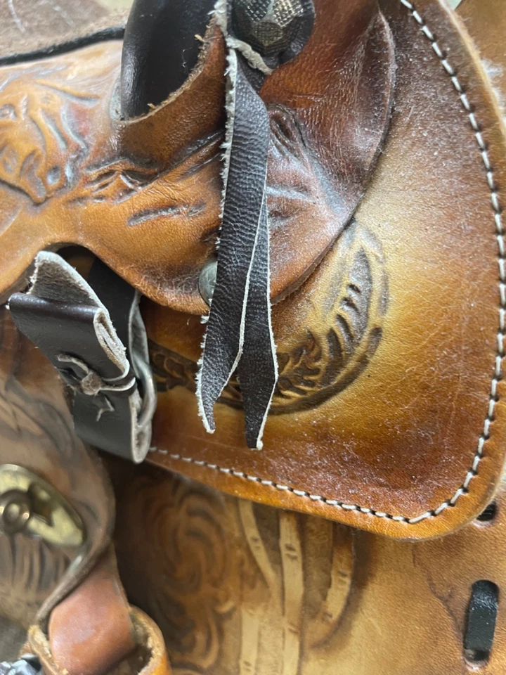 Artisan Tooled Mexican Leather SADDLE Shoulder Bag Cowgirl Western - Photo 2/4