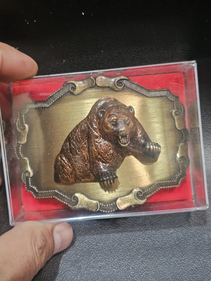  Vintage Raintree 3D Grizzly Bear Brass Buckle Outdoors Wildlife Western USA V8 - Image 2 of 4