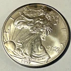 💰1997 Silver American Eagle with 💰Beautiful Edge Toning Unc. 💰FREE SHIPPING