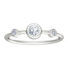 Finecraft Three-Stone Bevel Ring with Created Moissanites in Sterling Silver