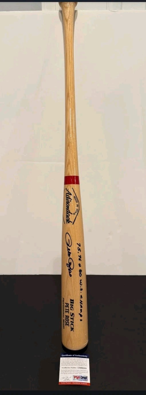 Pete Rose Signed Adirondack Bat "75 76 80 W.S. Champs" Autograph PSA/DNA COA