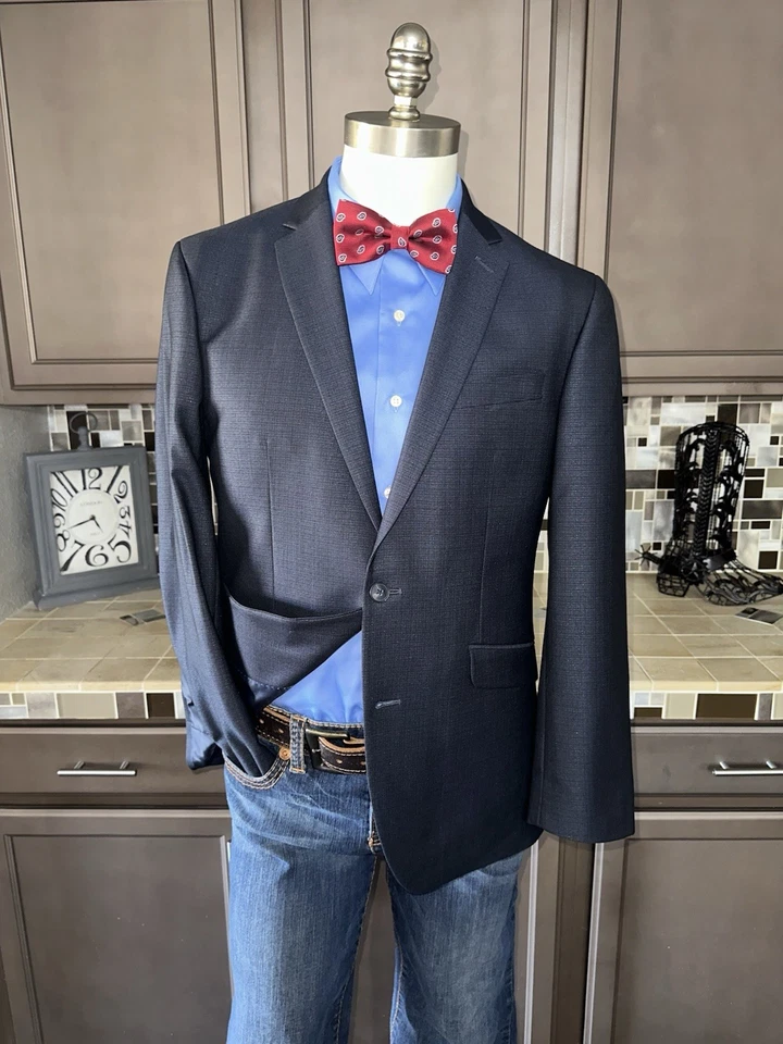 Calça Blazer Kenneth Cole Reaction Suit Ajuste Flexível Masculina Tamanho 40R W33 2 Botões - Imagem 2 de 4