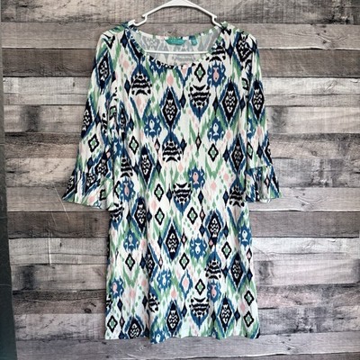 Tori Richard Honolulu Women's Simple Pleasures Bell Sleeve Shift Dress Size S