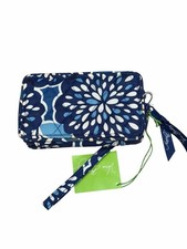 Vera Bradley Blue Floral Quilted Zip Around Wristlet Wallet