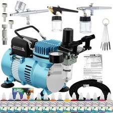 3 Master Airbrush Air Compressor Kit, 16 Color Face Body Art Tattoo Paint Set