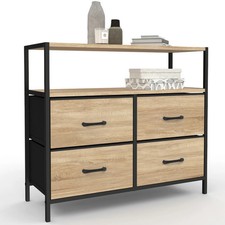 Commode 4 tiroirs en tissu UTAH 80 cm meuble de rangement design industriel