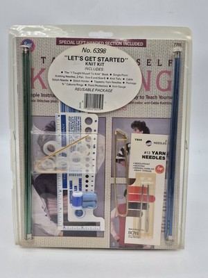 Vtg Boye Worlds Knit Kit Lets Get Started Crafts Book Cable Stitch Needle New