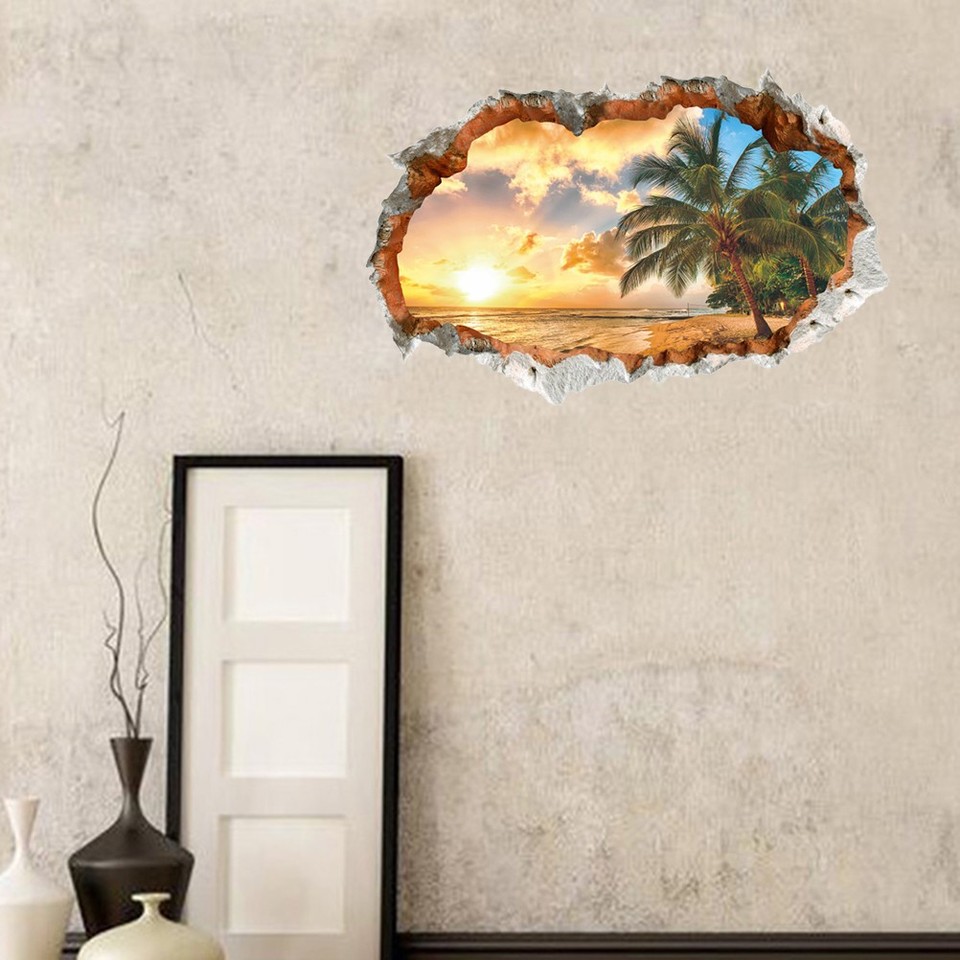3 Decor Beach Wall Sticker Living Room Stickers Landscape | eBay Australia