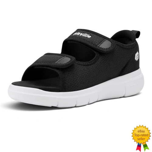 FitVille Men's Diabetic Sandals Wide Width Arch Support Black 10.5W - New In Box