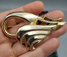Vintage Art Deco Goldtone Brooch 3" x 2" EUC