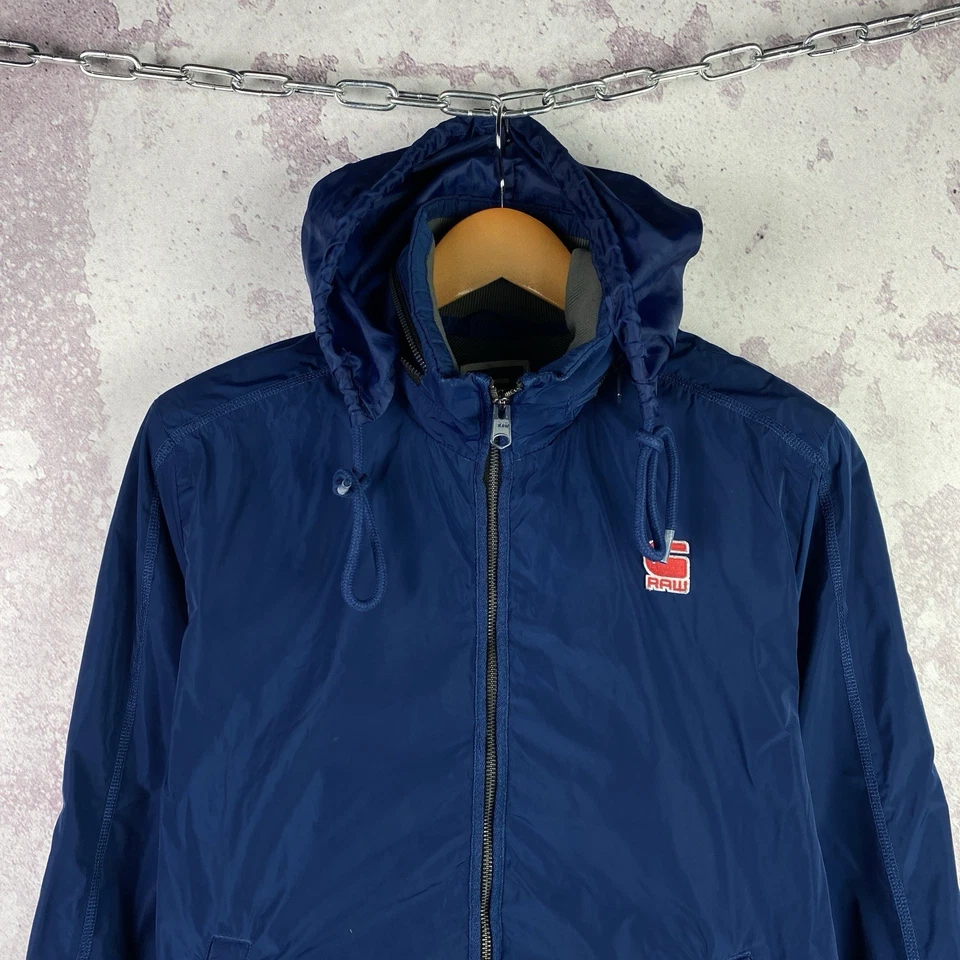 Jaqueta masculina vintage crua G-Star azul manga longa clássica tamanho GG - Imagem 2 de 4