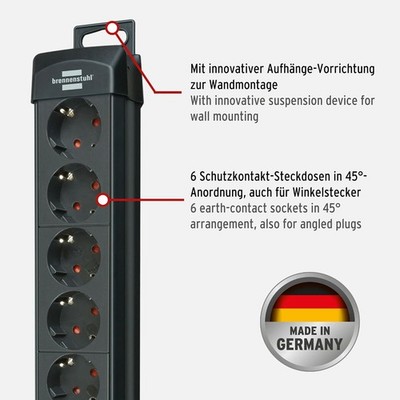 Brennenstuhl Premium Line Steckdosenleiste 6-Fach Mehrfachsteckdose 3m Kabel