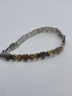 Peter Brams Sterling Silver 925 1/10 10K Gold 3-Tone 8 Inch Bracelet 6.9G