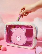 Care Bears Official Cosmetic Make up Bag with See-Through Window  Faux Fur Cute