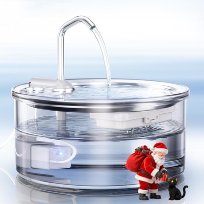 Tomxcute Glass Cat Water Fountain - 108oz/3.2L Ultra-Quiet Pet Drink
