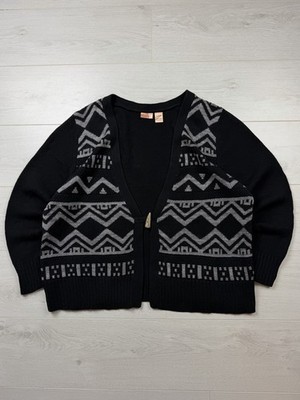 North Crest Vintage 90s Pullover Damen Knopfleiste Jacke Aztekenmuster Strick