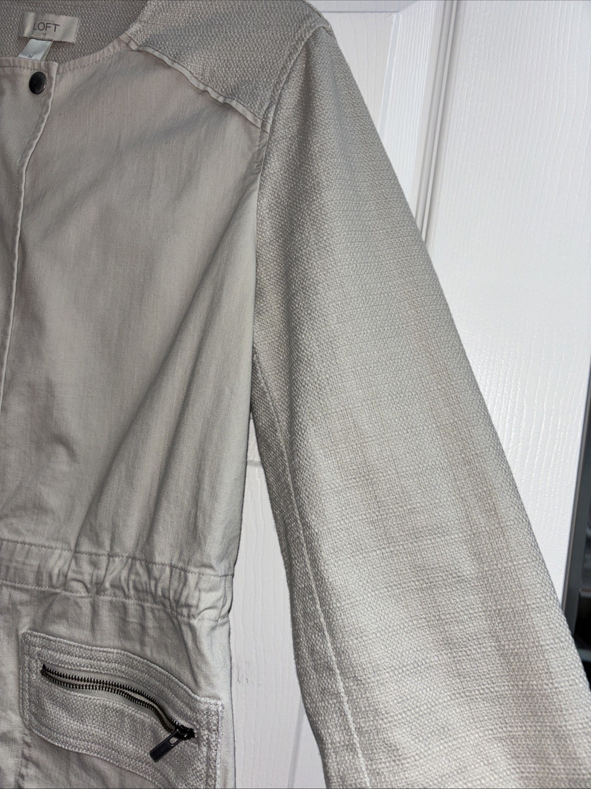 LOFT Utility Jacket Women’s Medium Neutral Beige … - image 6