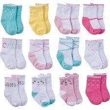 Unisex Baby 12-pair Bootie Socks 0-6 Months Cat Crew Socks