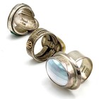 Signed Southwest Abalone Turquoise Chaceldony Sterling Rings Lot of 5 #S5345-3 — photo 5