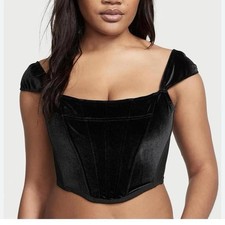 NWT Victoria's Secret Corset Bustier Bra Top Cropped Size XL Black velvet
