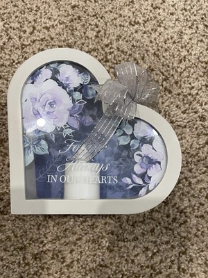  Forever & Always In Our Hearts  Heart Shaped Memorial Box w/ Candle, Bow Floral
