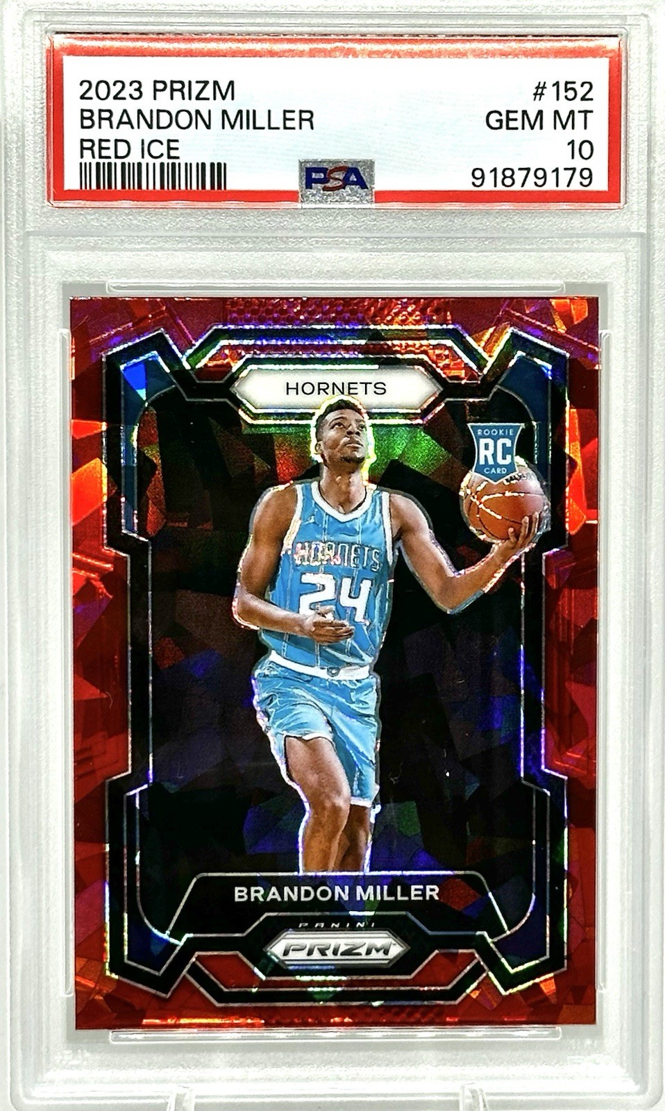 2023-24 Panini Prizm - Brandon Miller #152 Red Ice Prizm (RC) PSA 10