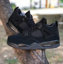 Men's Jordan 4 "Black Cat" Retro Mid Top Basketball Shoes