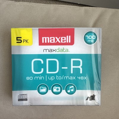 Maxell CD-R 80min 700MB 5 Pack Blank Audio Data Recordable Maxdata New Sealed