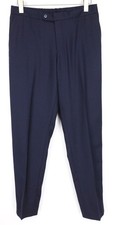 SUITSUPPLY Brescia Men Trousers UK38S Navy Wool Stretch Slim Pleated Lined II