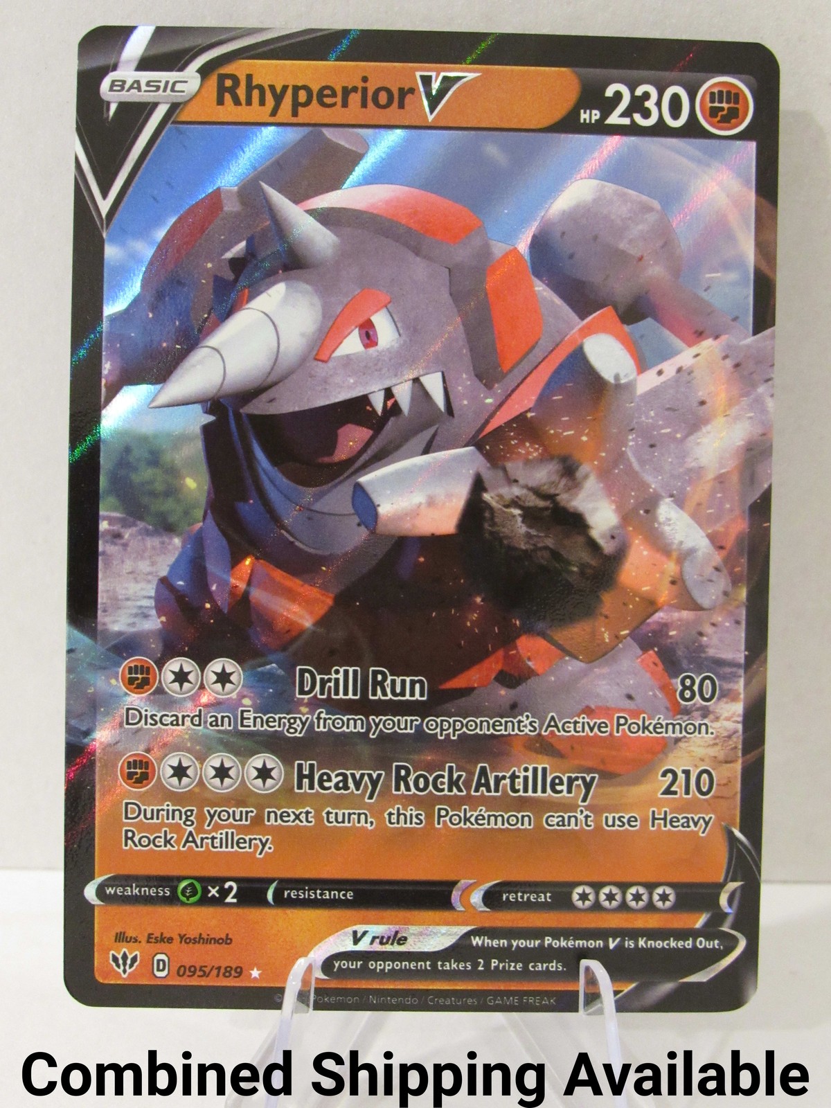 Rhyperior V 095/189 SWSH03: Darkness Ablaze NM Full Art English 15704