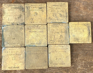 10x W&T Avery Ltd Birmingham 1LB Brass Test Weights in Box