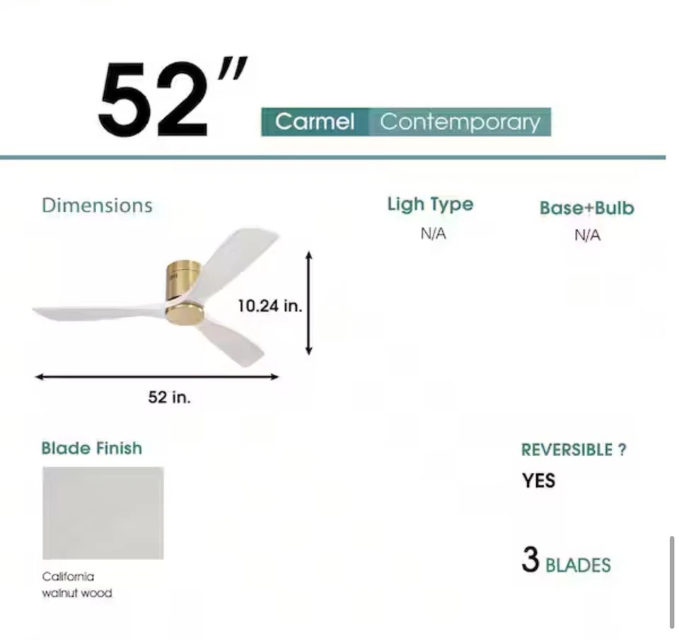 52” Carmel Contemporary Ceiling Fan Parts Only – Motor Not Working - Image 3 of 4
