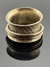 Artisan Textured Band Sterling Silver Spinner Fidget Ring ~Sz 4.75 Concave KVS