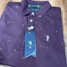 NWT William Murray Mens Small Still Playing Around Golf Polo Burgundy
