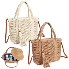 Large Everyday Straw Woven Summer Tote Bag Beach Fashion Handbag Shoulder Purse