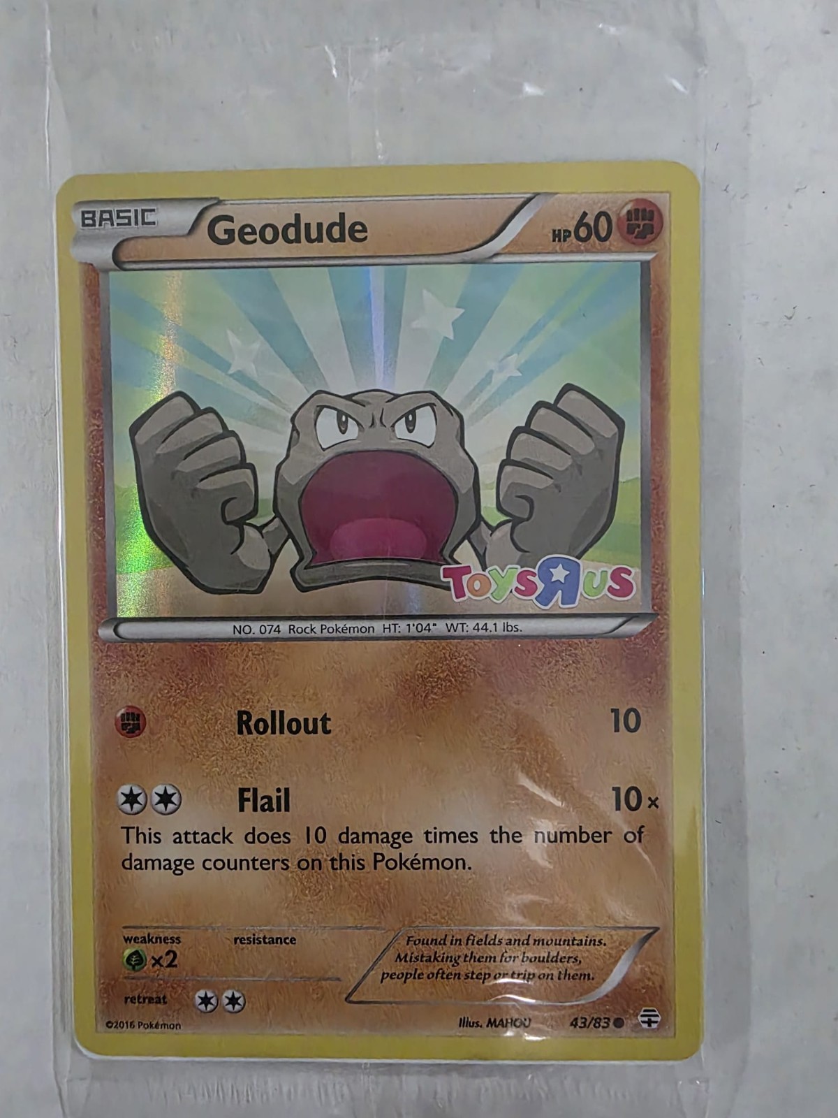 Pokemon Geodude 43/83 -CARD 20th Anniv GENERATIONS Toys"R"Us Sealed. ENGLISH