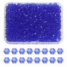 1000pcs 4mm Bicone Glass Crystal Beads, Faceted Beads with Box Blue