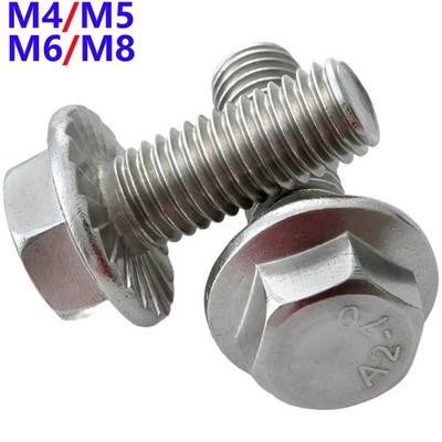M4 M5 M6 M8 A2 Stainless Steel Serrated Hex Flange Bolts Hex Head Screws DIN6921
