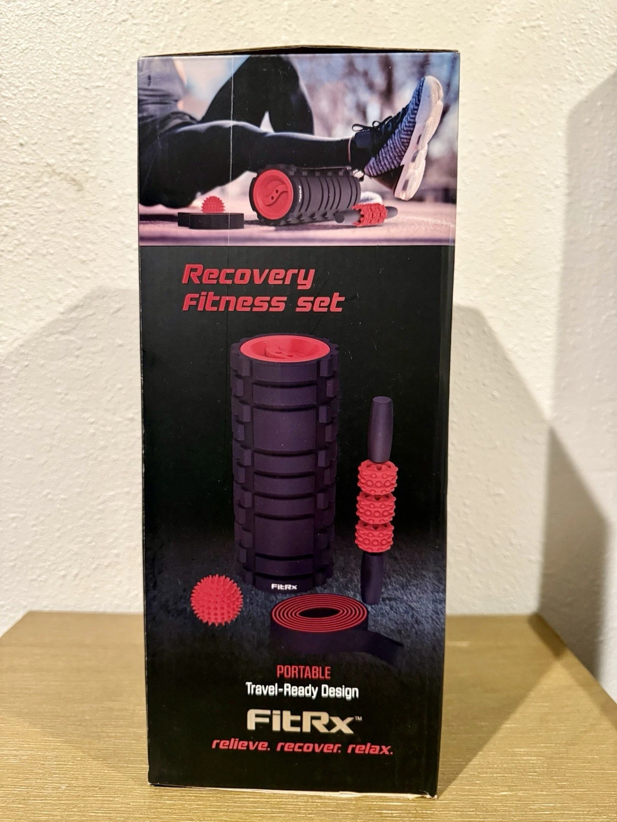 FitRx 4-Piece Recovery Set NEW – Foam Roller, Massage Stick, Ball & Strap